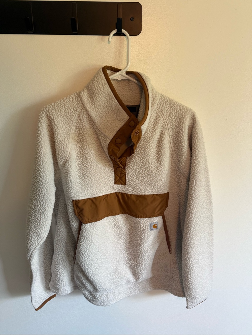 Carhartt Women’s Cream Sherpa Pullover with Brown Trim